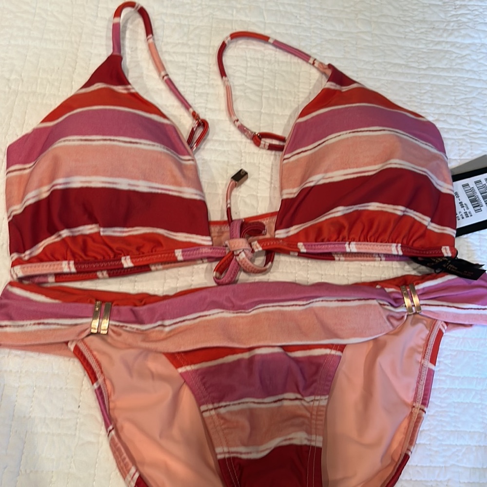 NWT VIX red and pink stripe bikini size small/D cup - Picture 9 of 11